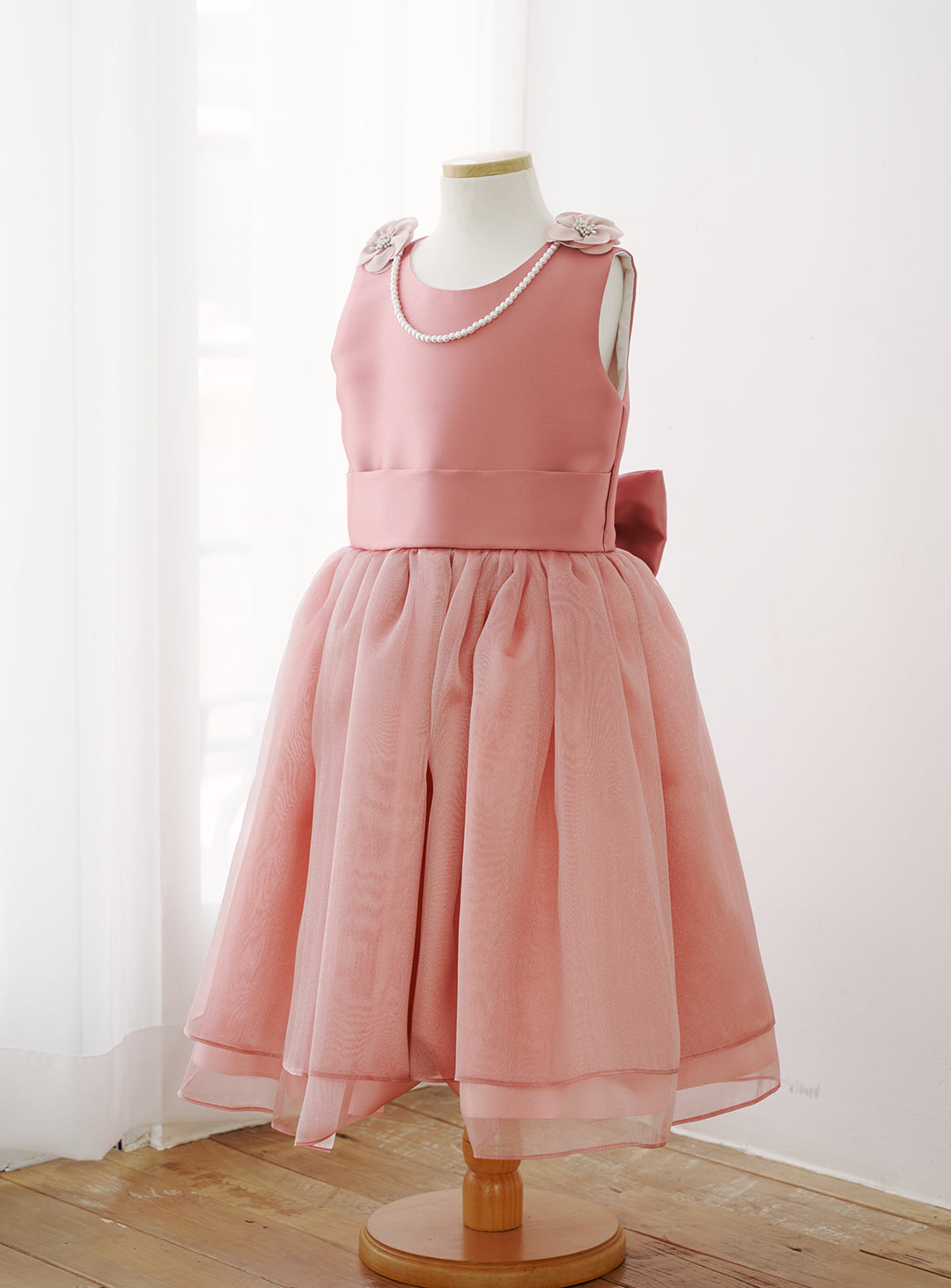 子供ドレス発表会・結婚式・おしゃれなDRESCCOのD-SU-154-オールドローズオーガンジードレスの画像13