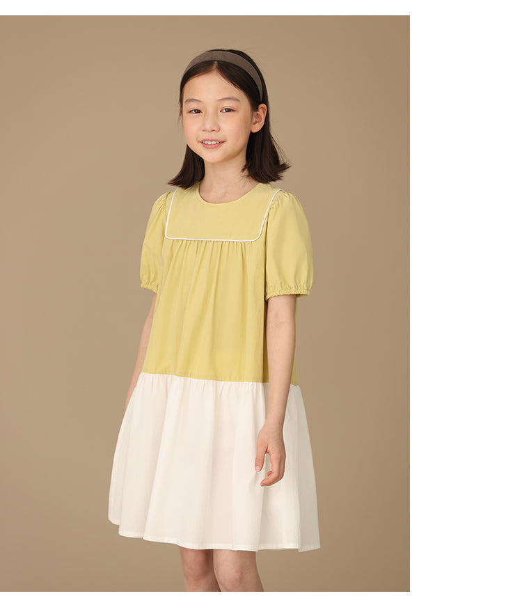 K5039 - Yellow and white cotton dress
