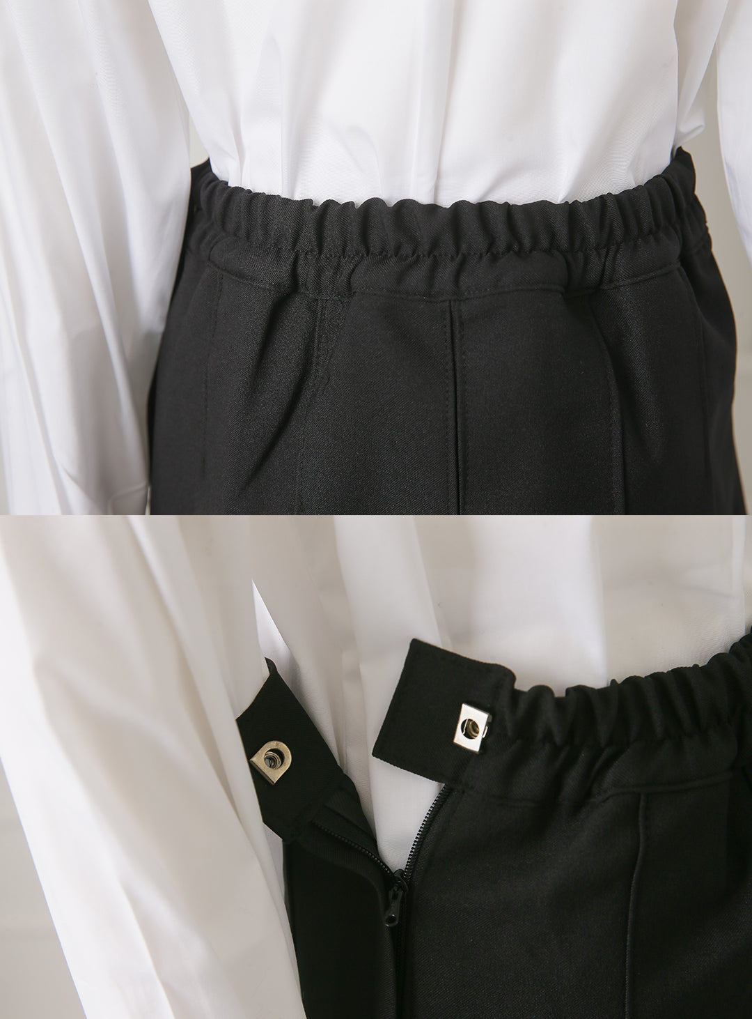 グレースホワイトシングルジャケットブラックスカート2ピースセット(ジャケット、スカート)