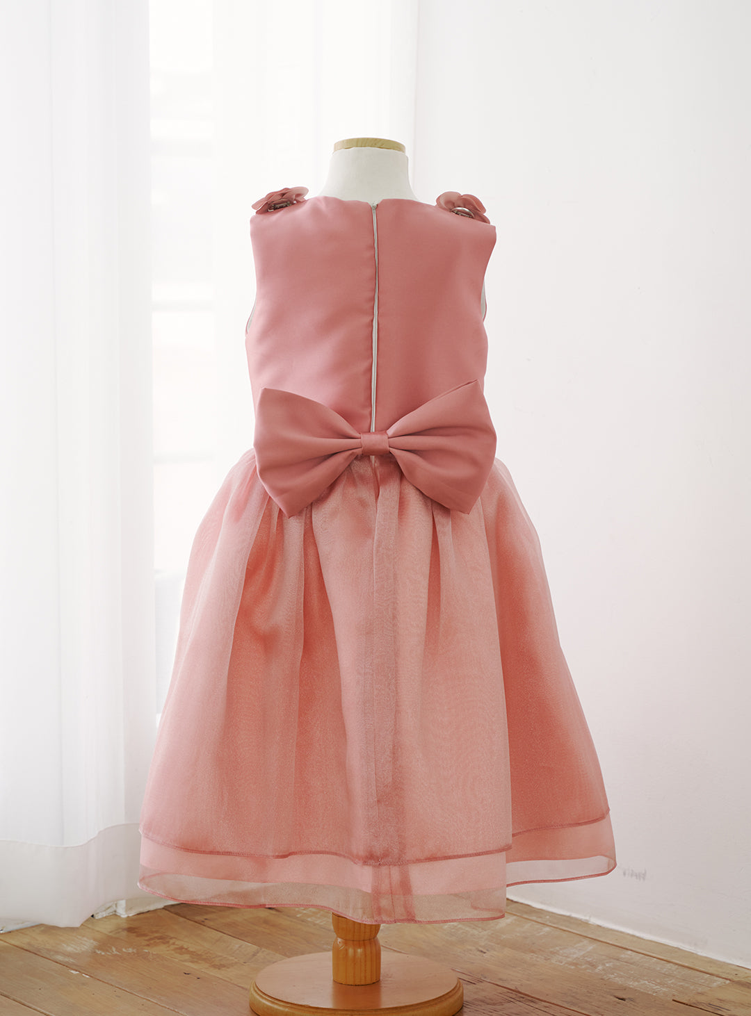 子供ドレス発表会・結婚式・おしゃれなDRESCCOのD-SU-154-オールドローズオーガンジードレスの画像14