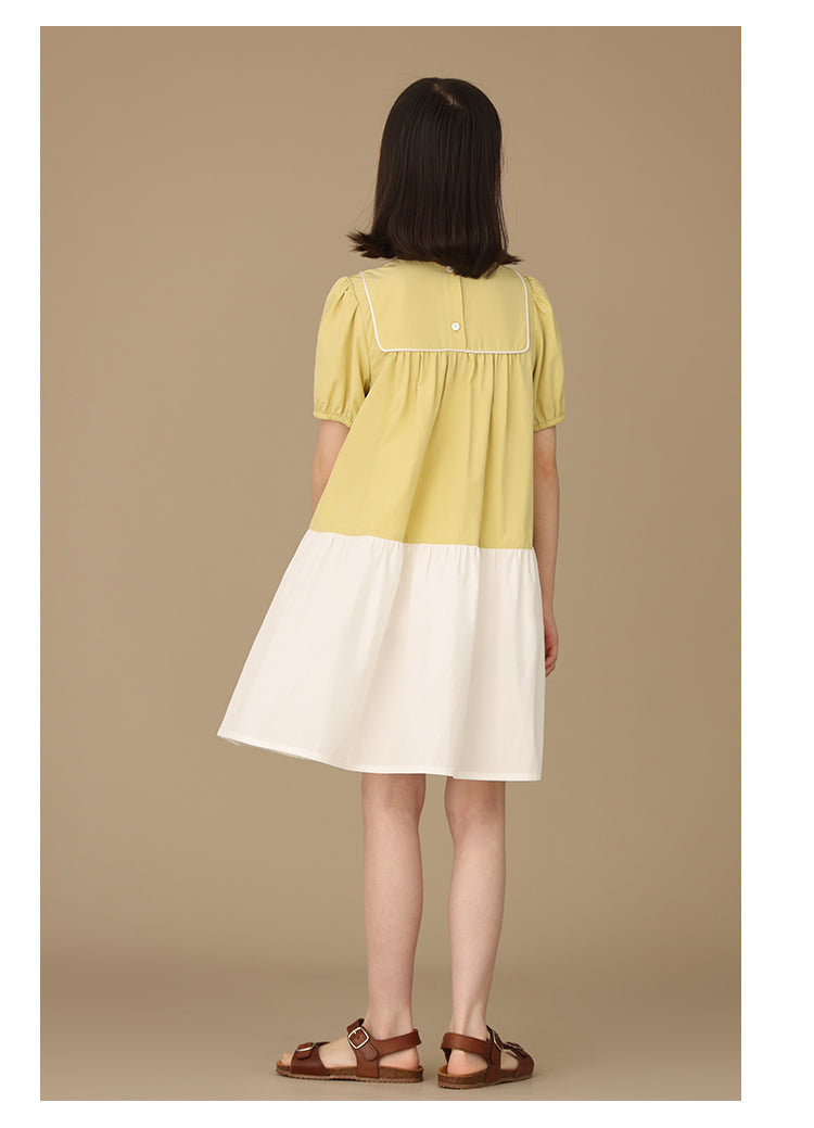 K5039 - Yellow and white cotton dress