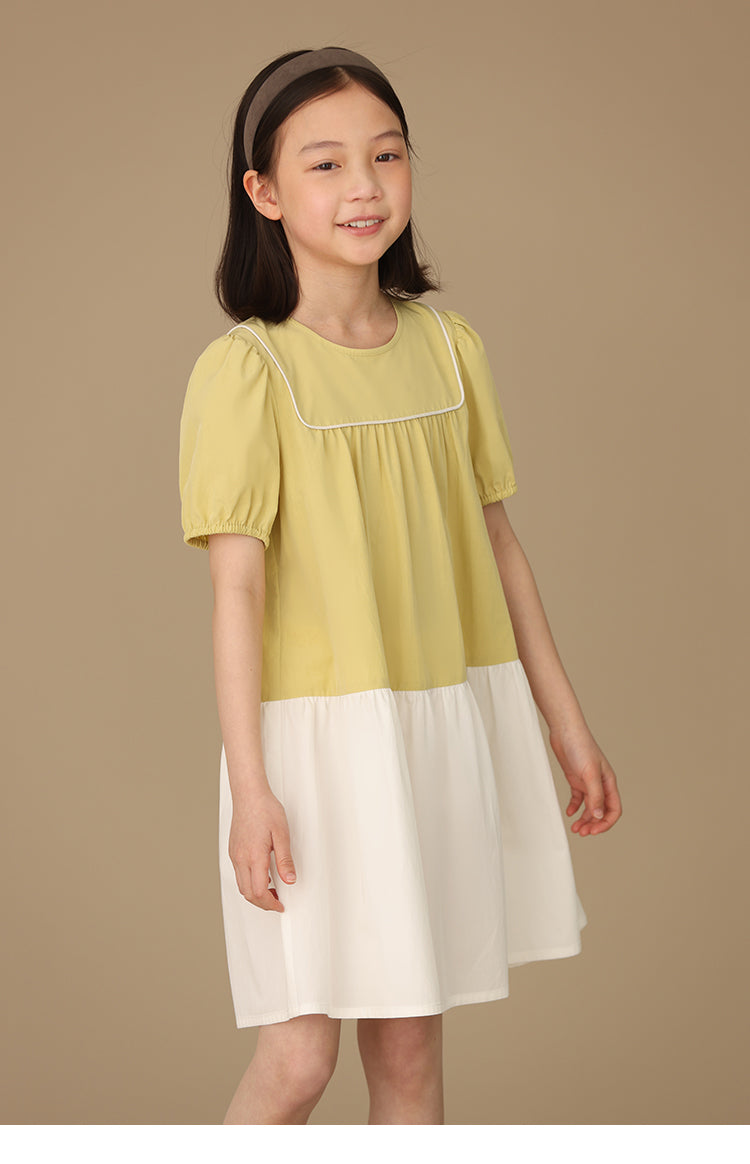 K5039 - Yellow and white cotton dress