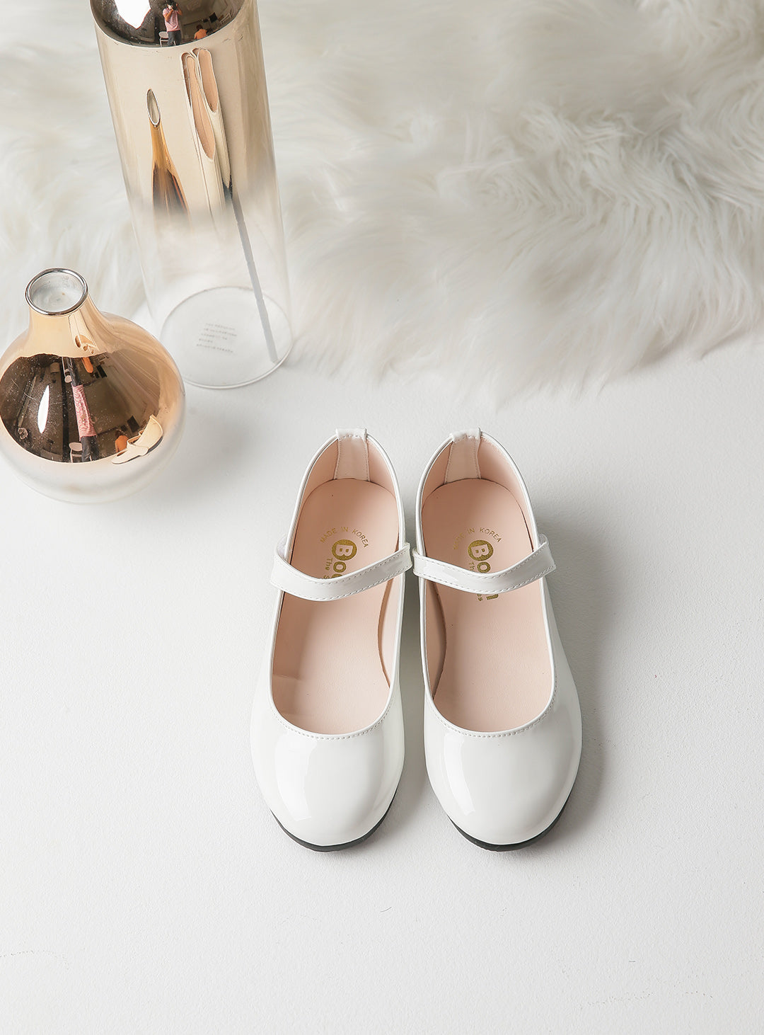Beige Ribbon Alice Enamel Shoes (12cm-23cm)