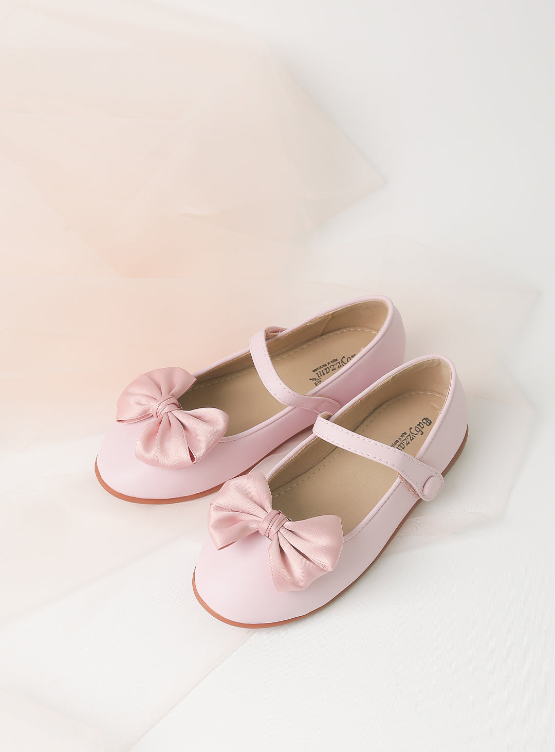 ピンクリボンフィスストラップフラットシューズ (13cm-22cm)