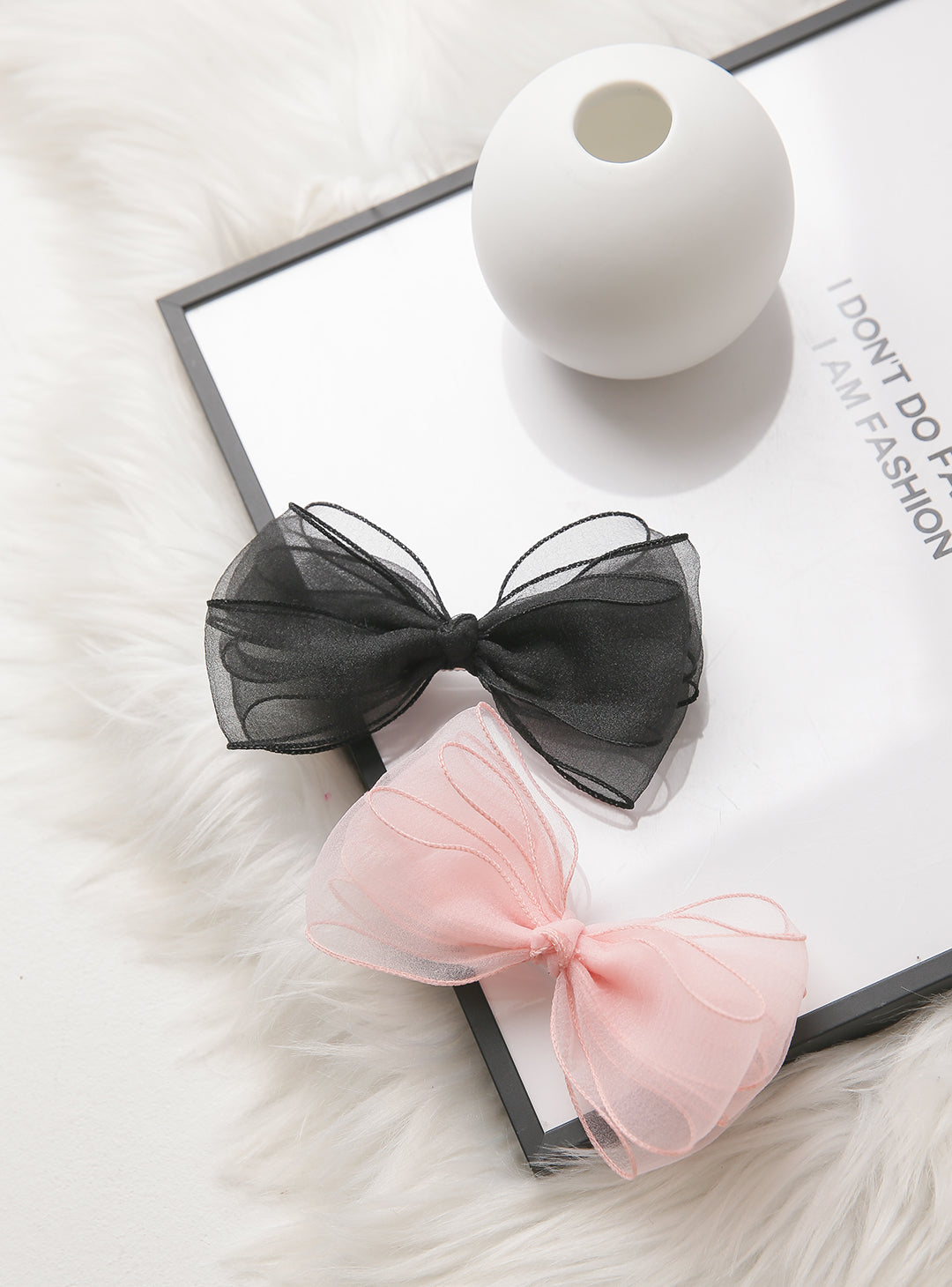 Georgette ribbon hairpin in pink