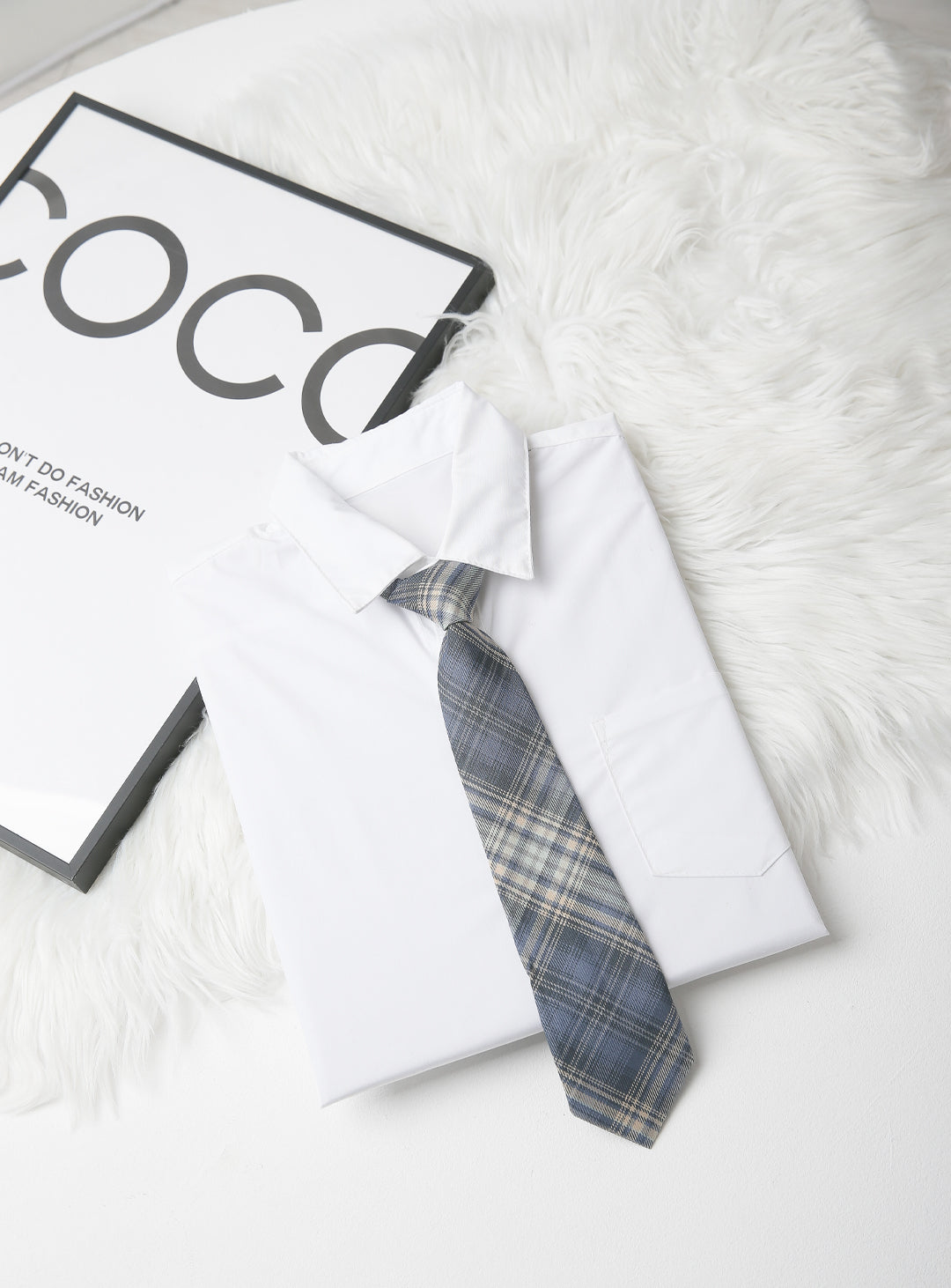 ブルーグレー×イエローチェック柄ネクタイ(c)