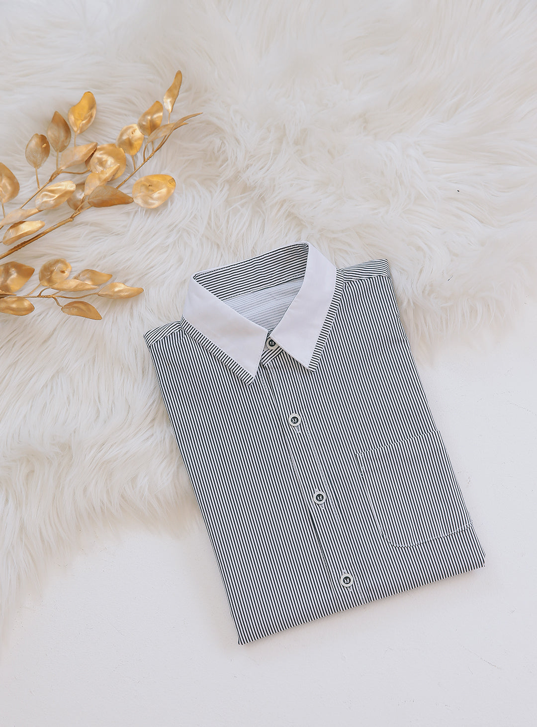 Striped black long-sleeved shirt