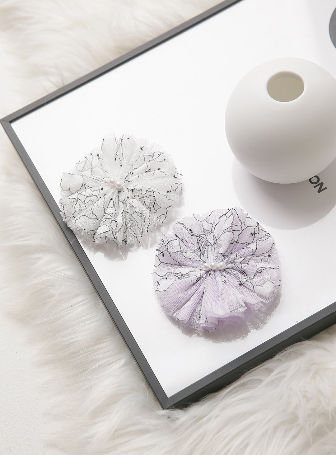 Flower raschel lace hairpin in white