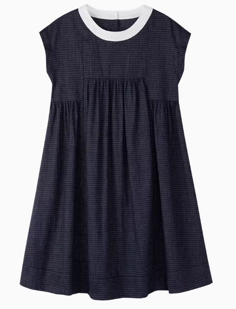 K240531003 - チェック柄ラウンドカラーワンピース