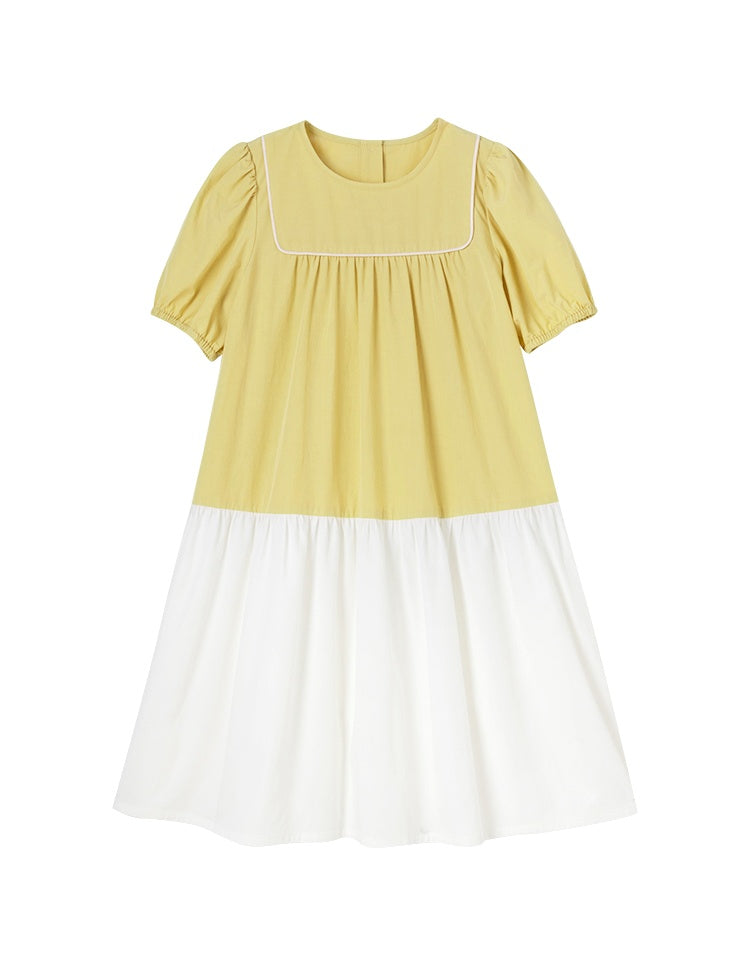 K5039 - Yellow and white cotton dress