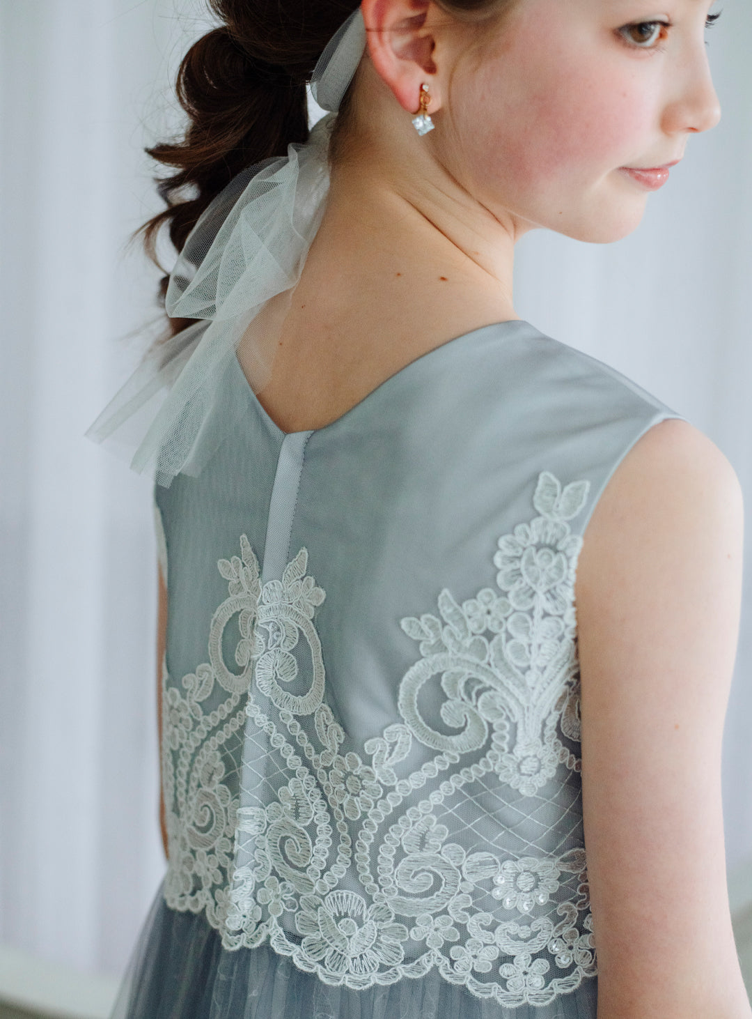 ニュアンスグレーグラデーションリュクスレースドレス