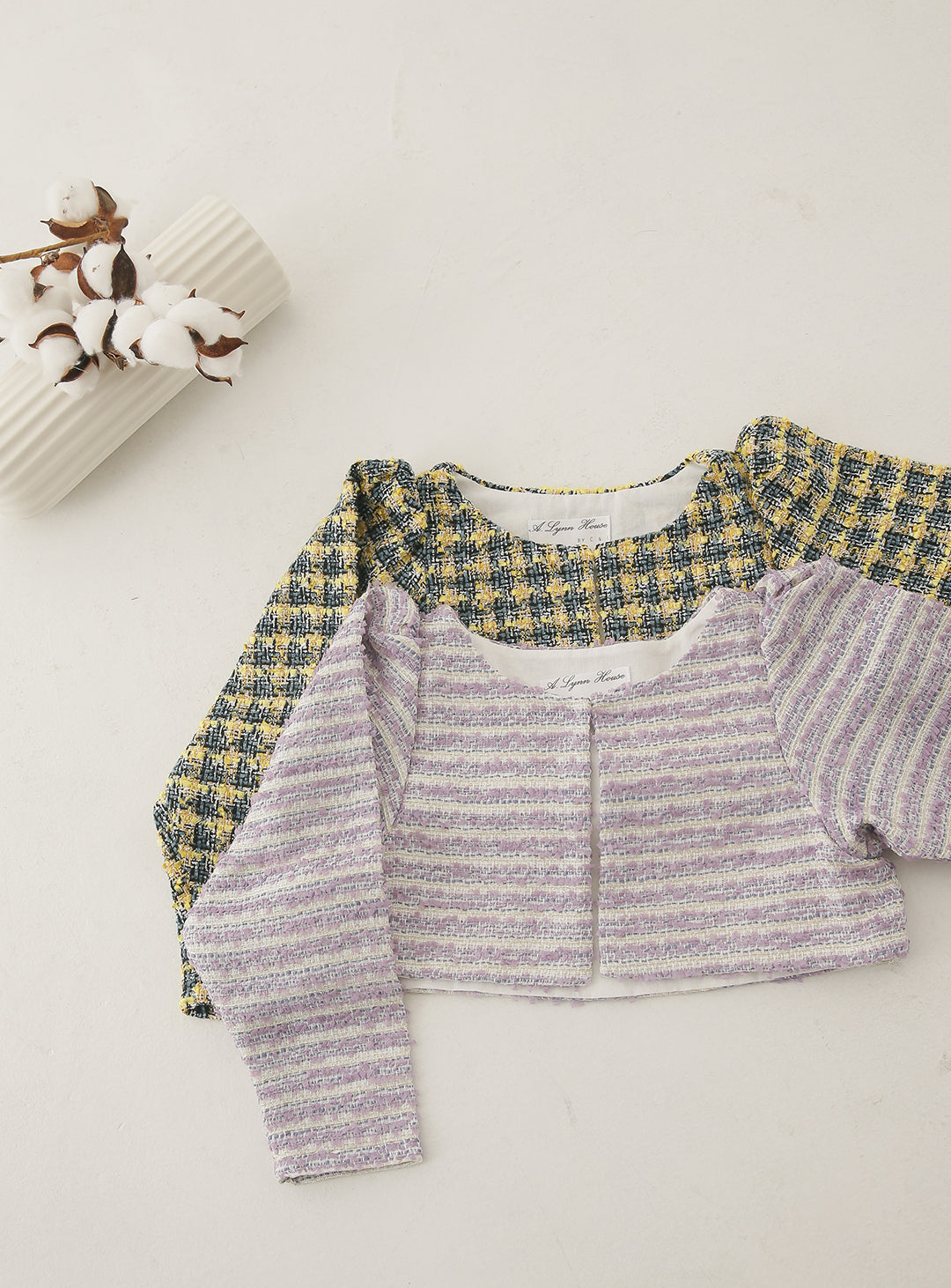 子供ドレスのボレロ・カーディガン・発表会結婚式・おしゃれなDRESCCOのラベンダーツイードリビティナカーディガンの画像2