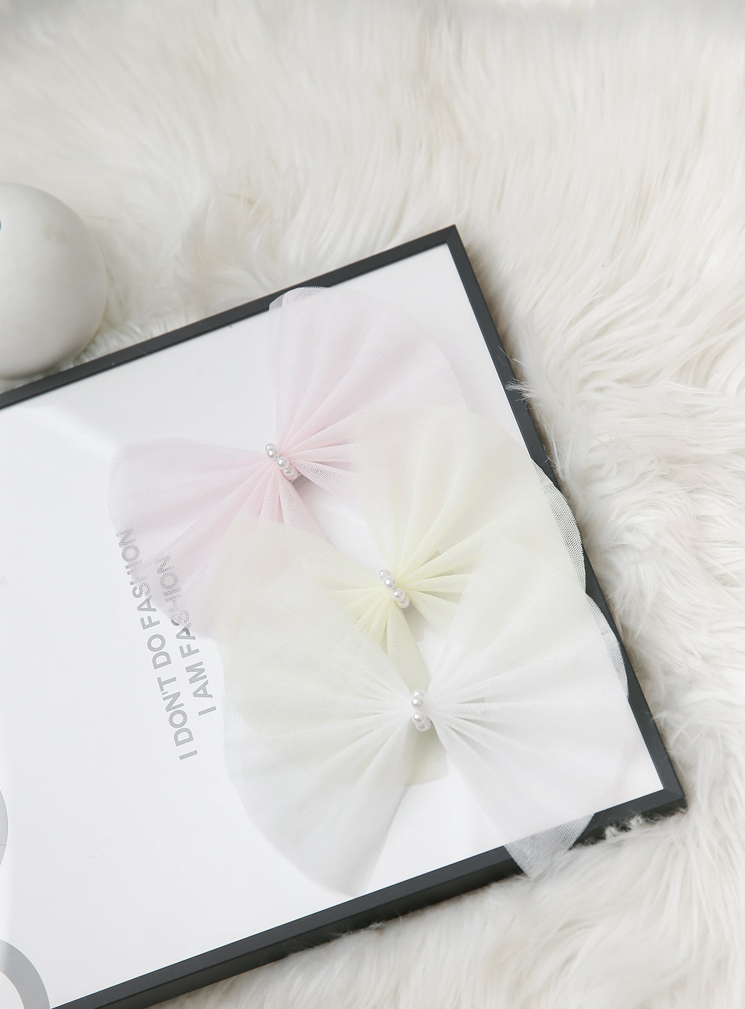 Tulle bick ribbon hairpin (pink)