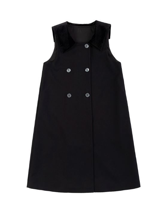 K8093 - ダブルブレストベルベットカラーワンピース