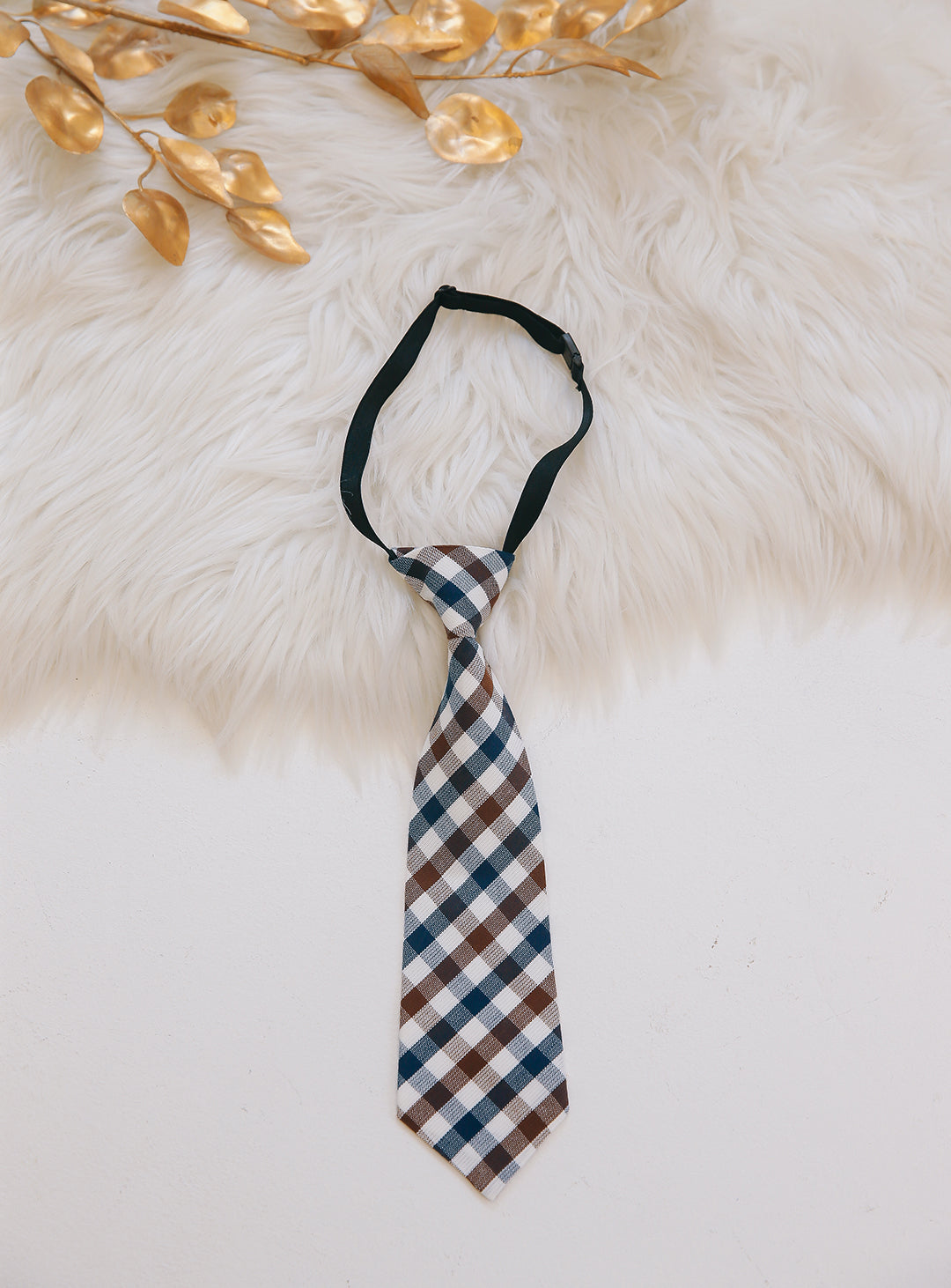 Gingham brown checkered tie