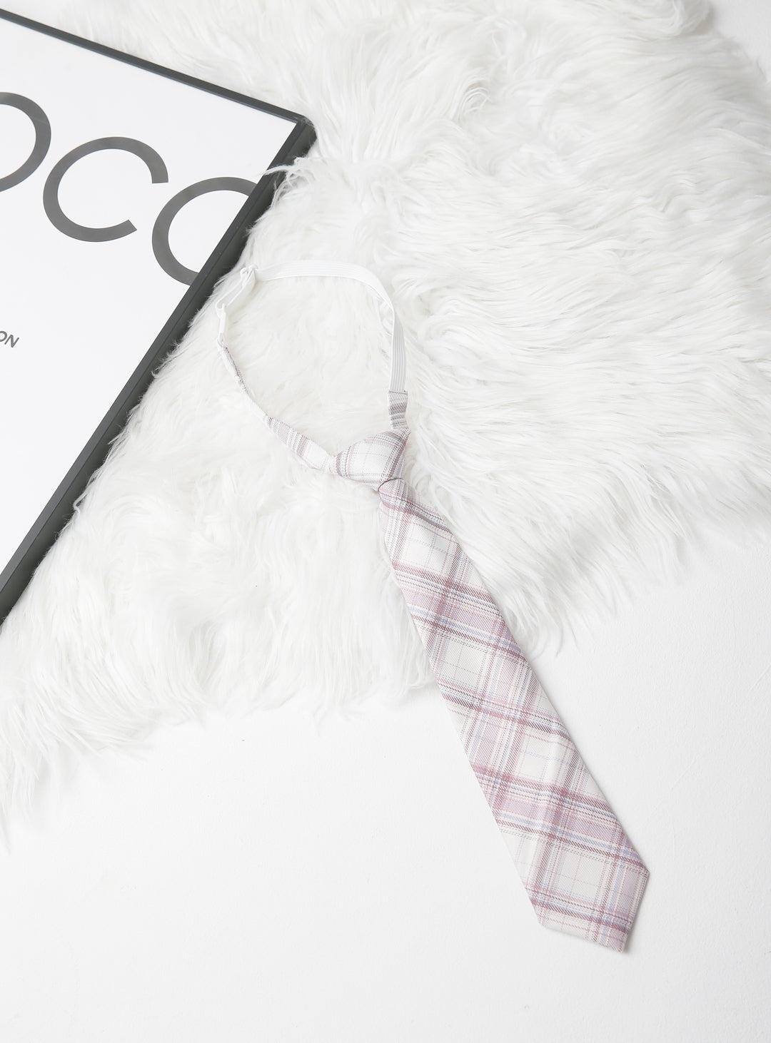 パープルピンクチェック柄ネクタイ(O)