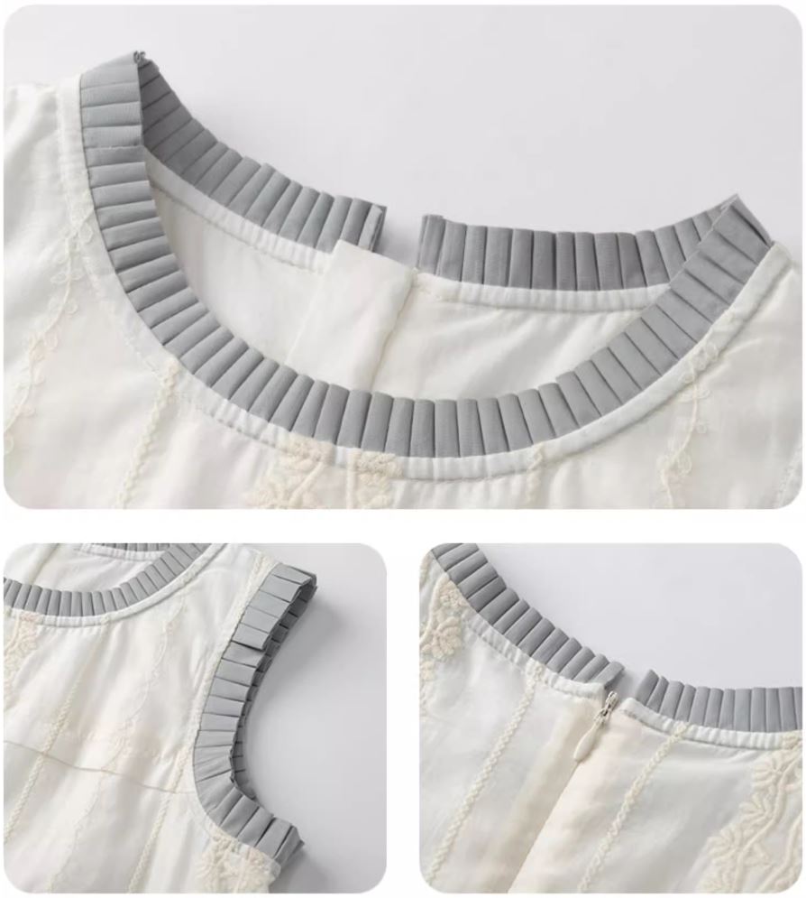 K240520001 - オルガンプリーツオフホワイトワンピース