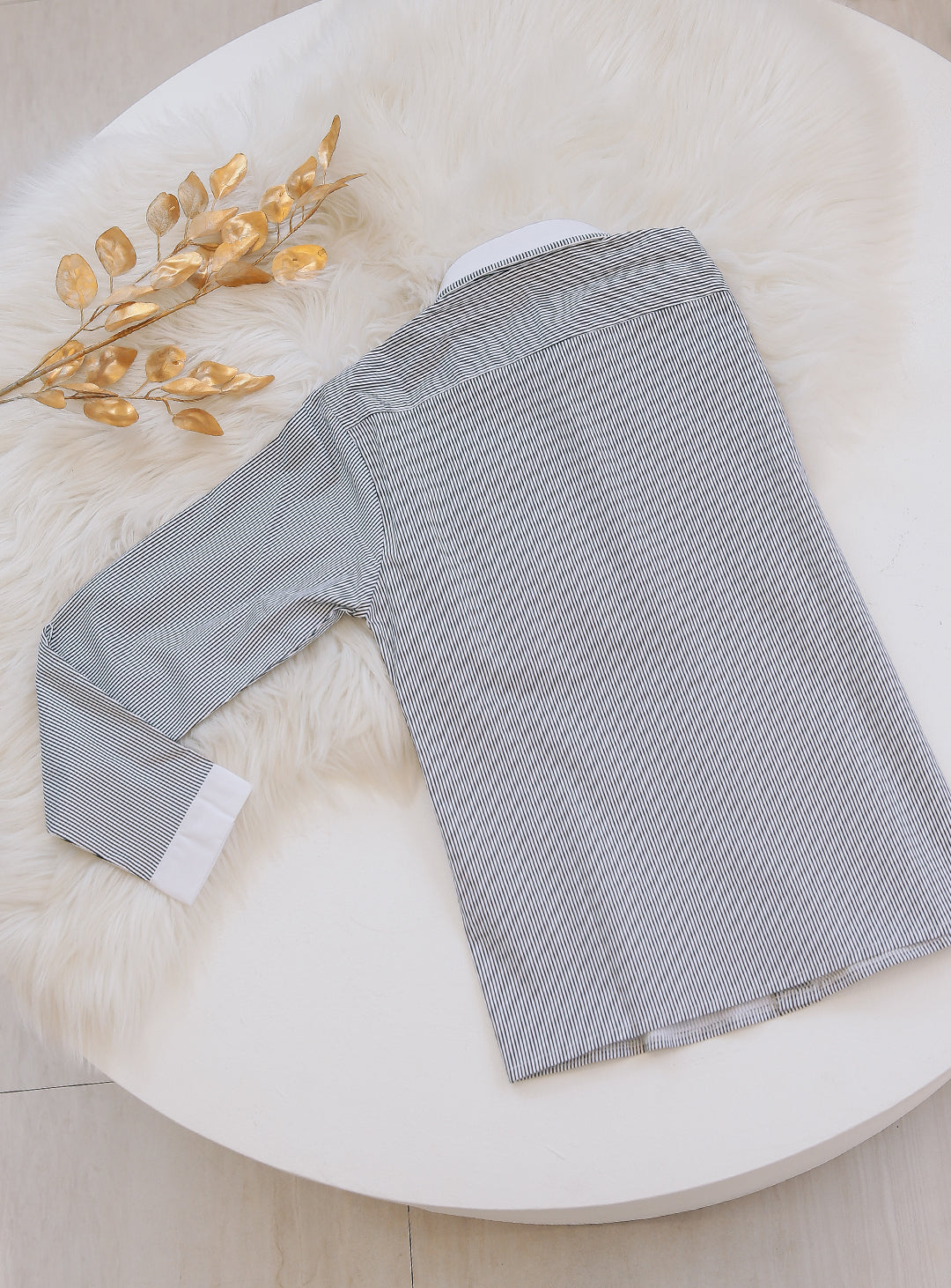 Striped black long-sleeved shirt