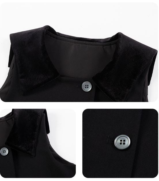 K8093 - ダブルブレストベルベットカラーワンピース