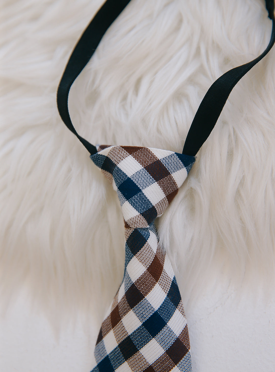 Gingham brown checkered tie