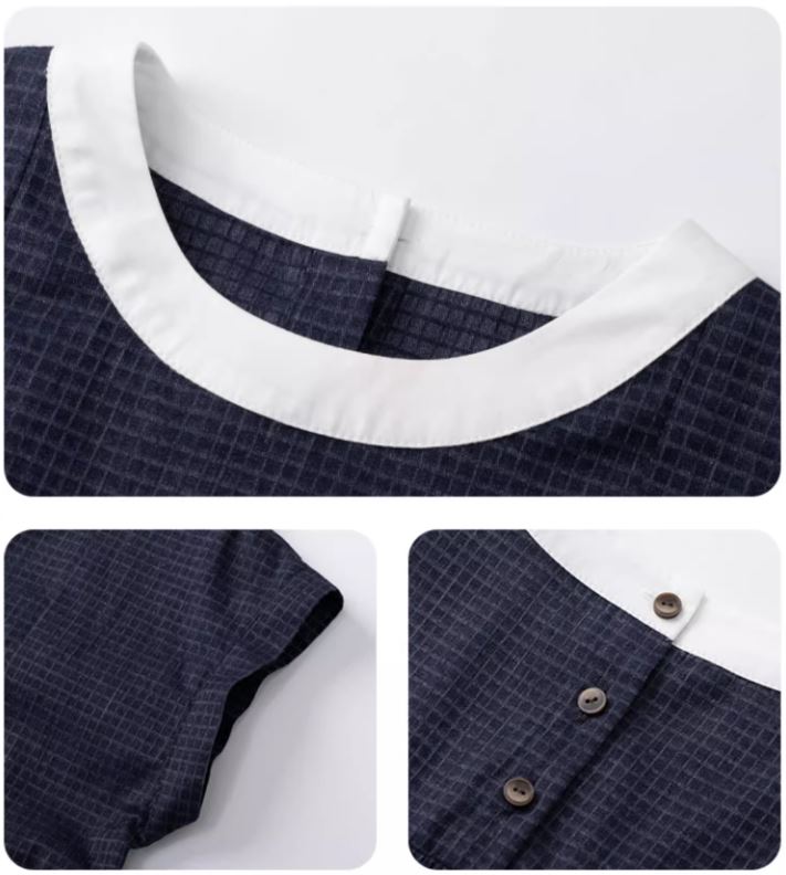 K240531003 - チェック柄ラウンドカラーワンピース