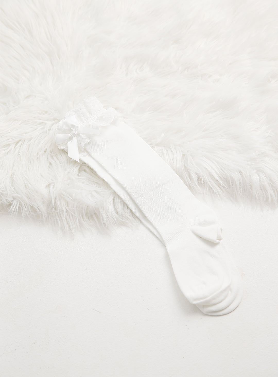 レースリボン付ロングソックス(ホワイト,ブラック)