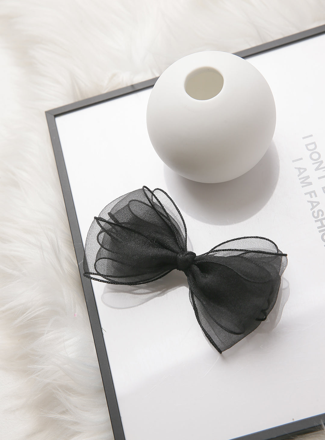 Georgette ribbon hairpin in black