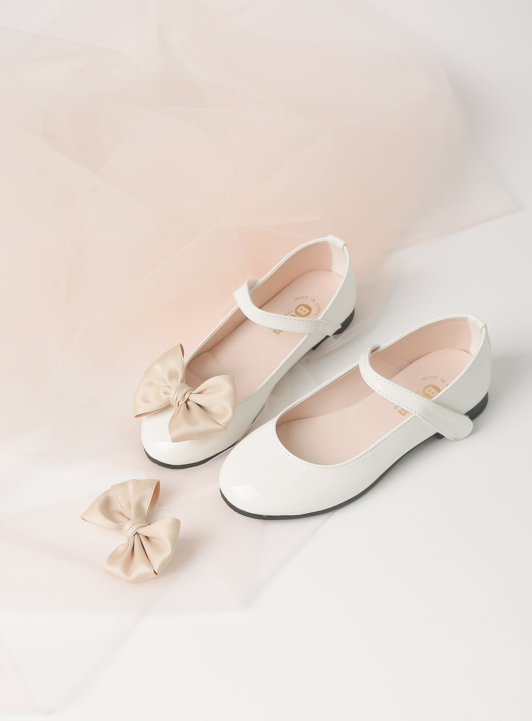 Beige Ribbon Alice Enamel Shoes (12cm-23cm)