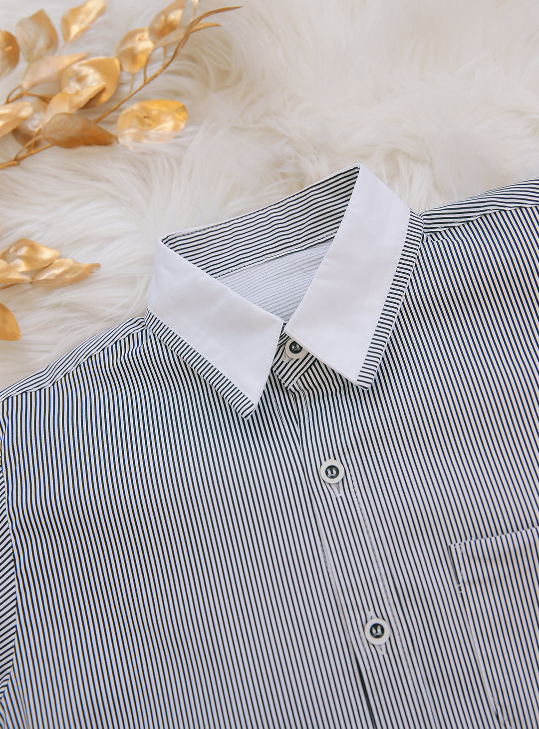 Striped black long-sleeved shirt