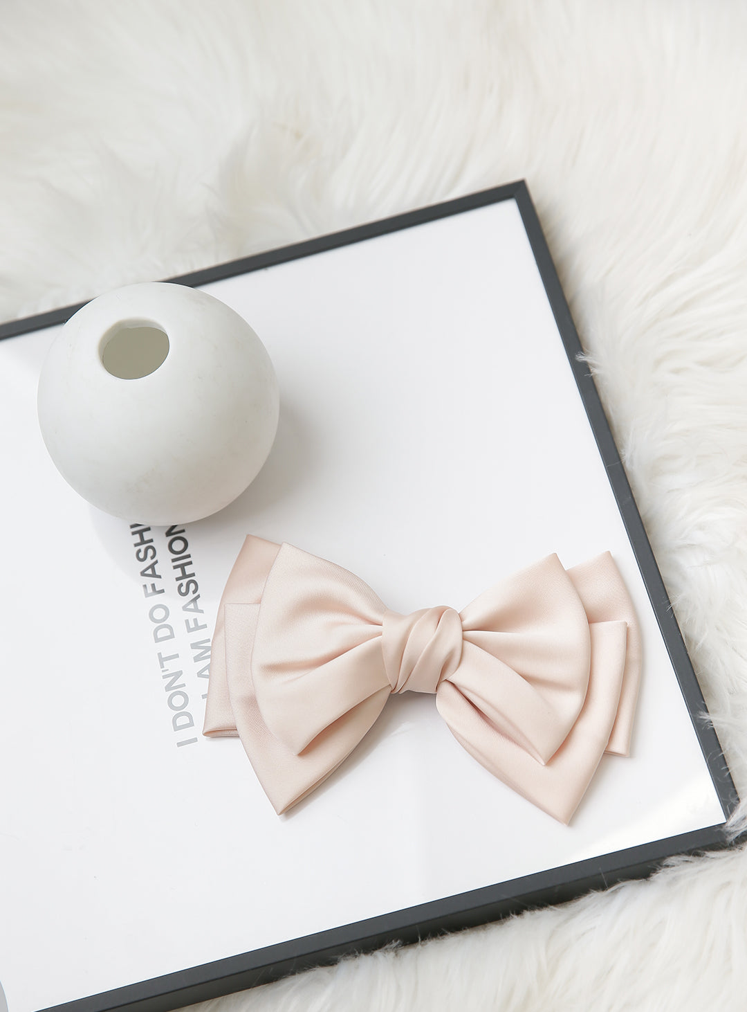 丝质大丝带三层发卡(米色)