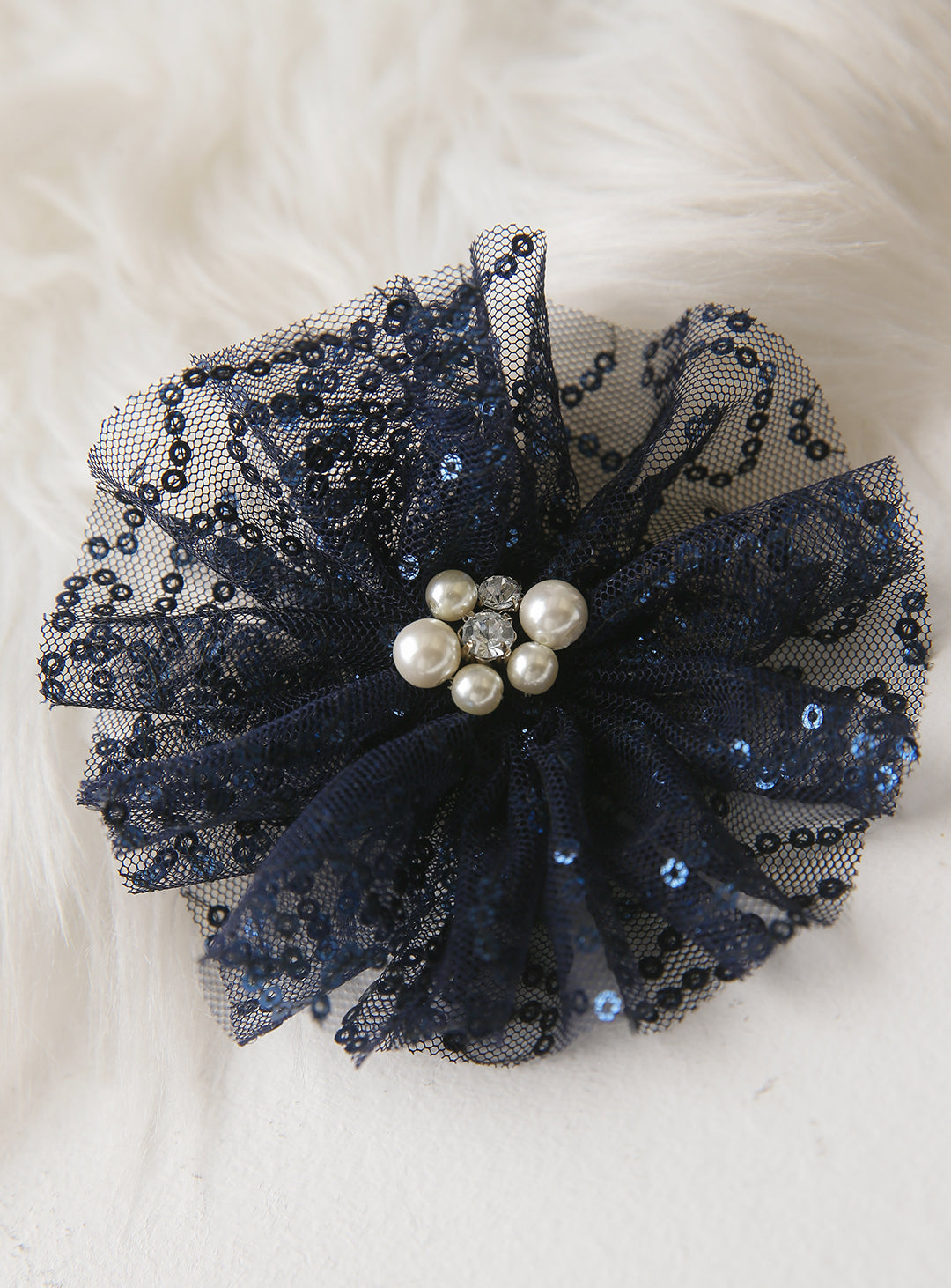 Navy sequin hairpin