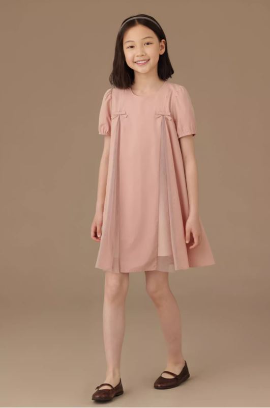 K240515006 - くすみピンク半そでワンピース