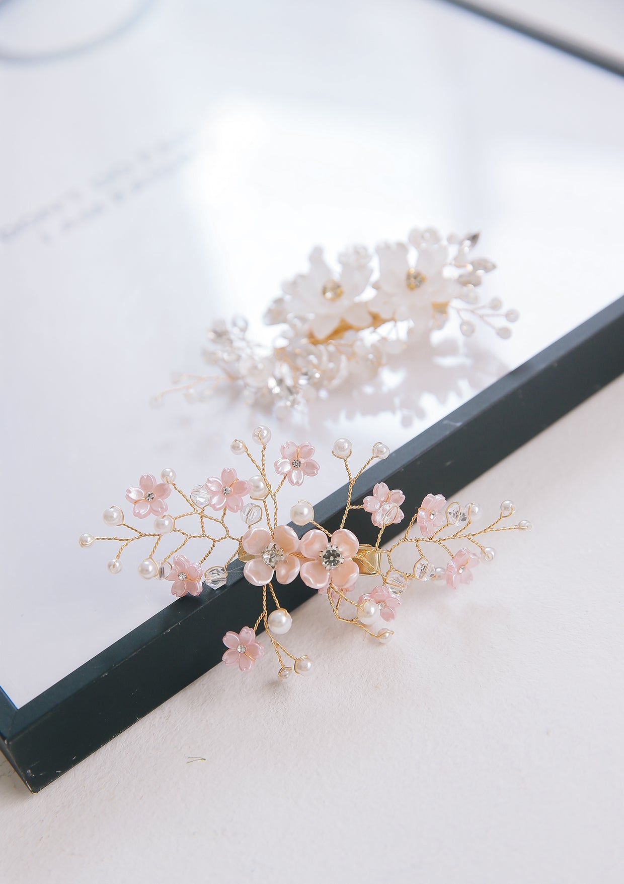 小枝パールビジューヘッドドレス(ピンク)