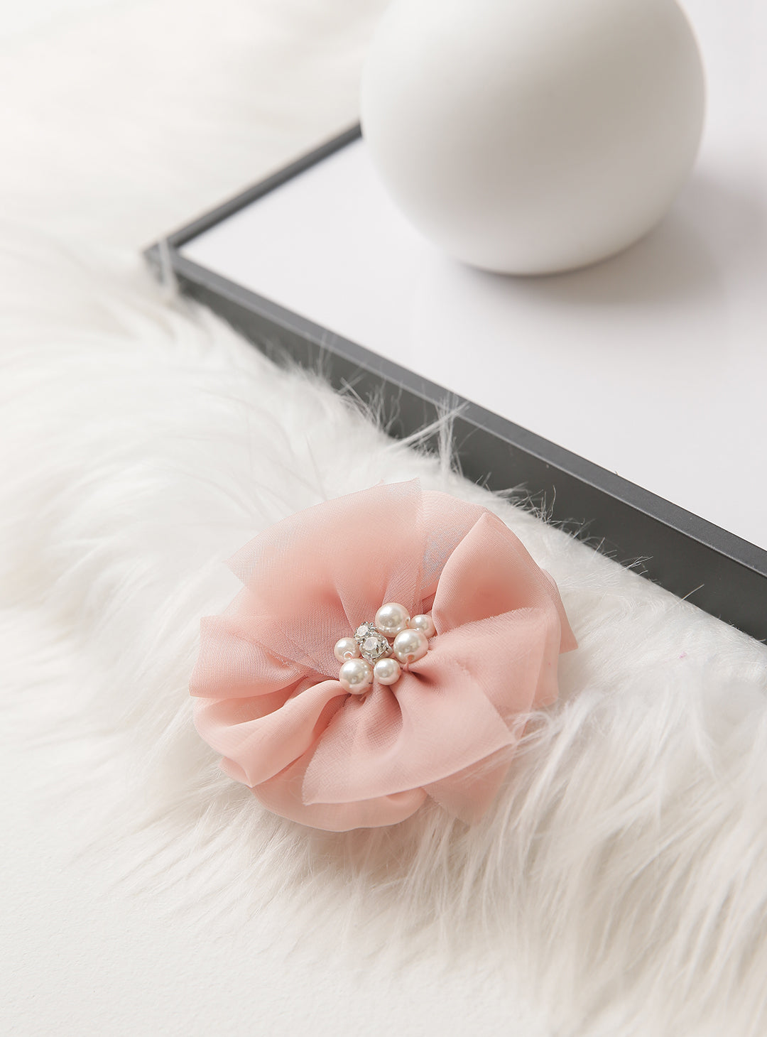 Baby Pink Chiffon Pearl Hair Pin