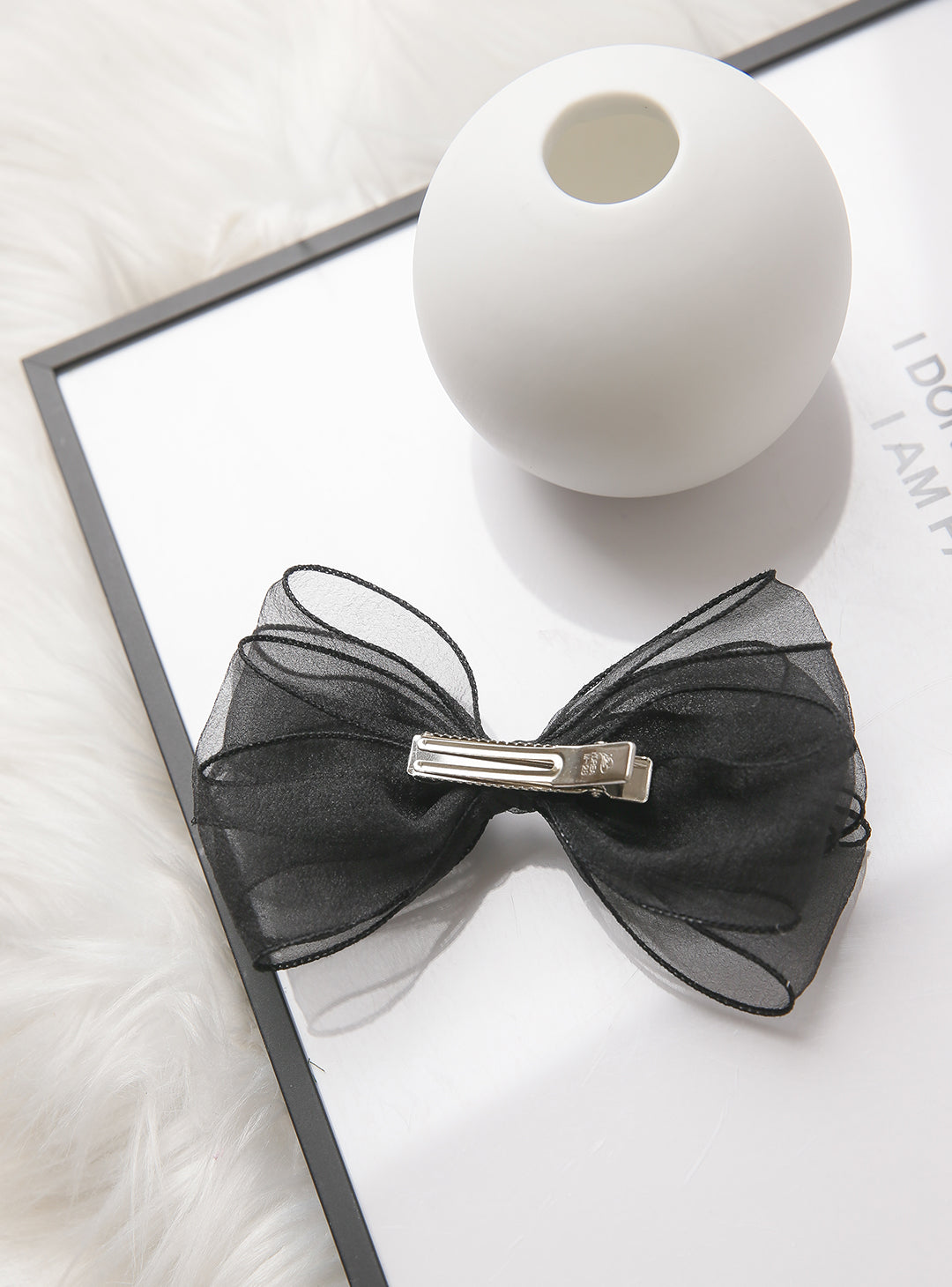 Georgette ribbon hairpin in black