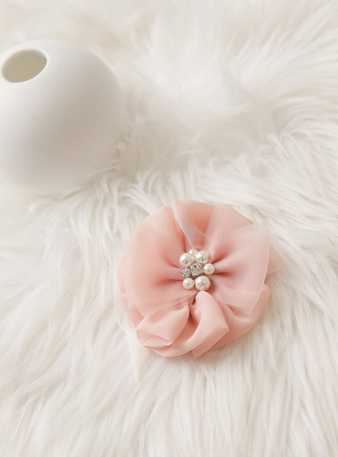 Baby Pink Chiffon Pearl Hair Pin