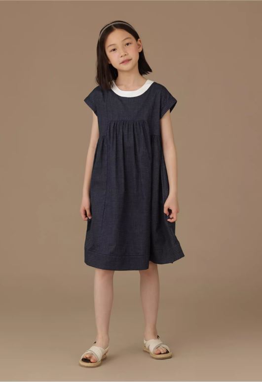 K240531003 - チェック柄ラウンドカラーワンピース