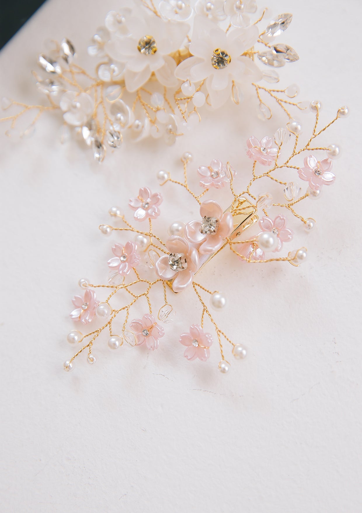 小枝パールビジューヘッドドレス(ピンク)