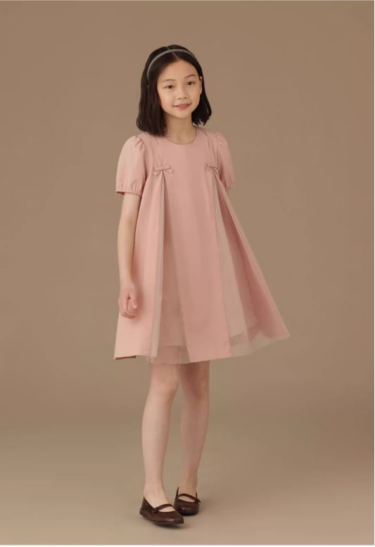 K240515006 - くすみピンク半そでワンピース