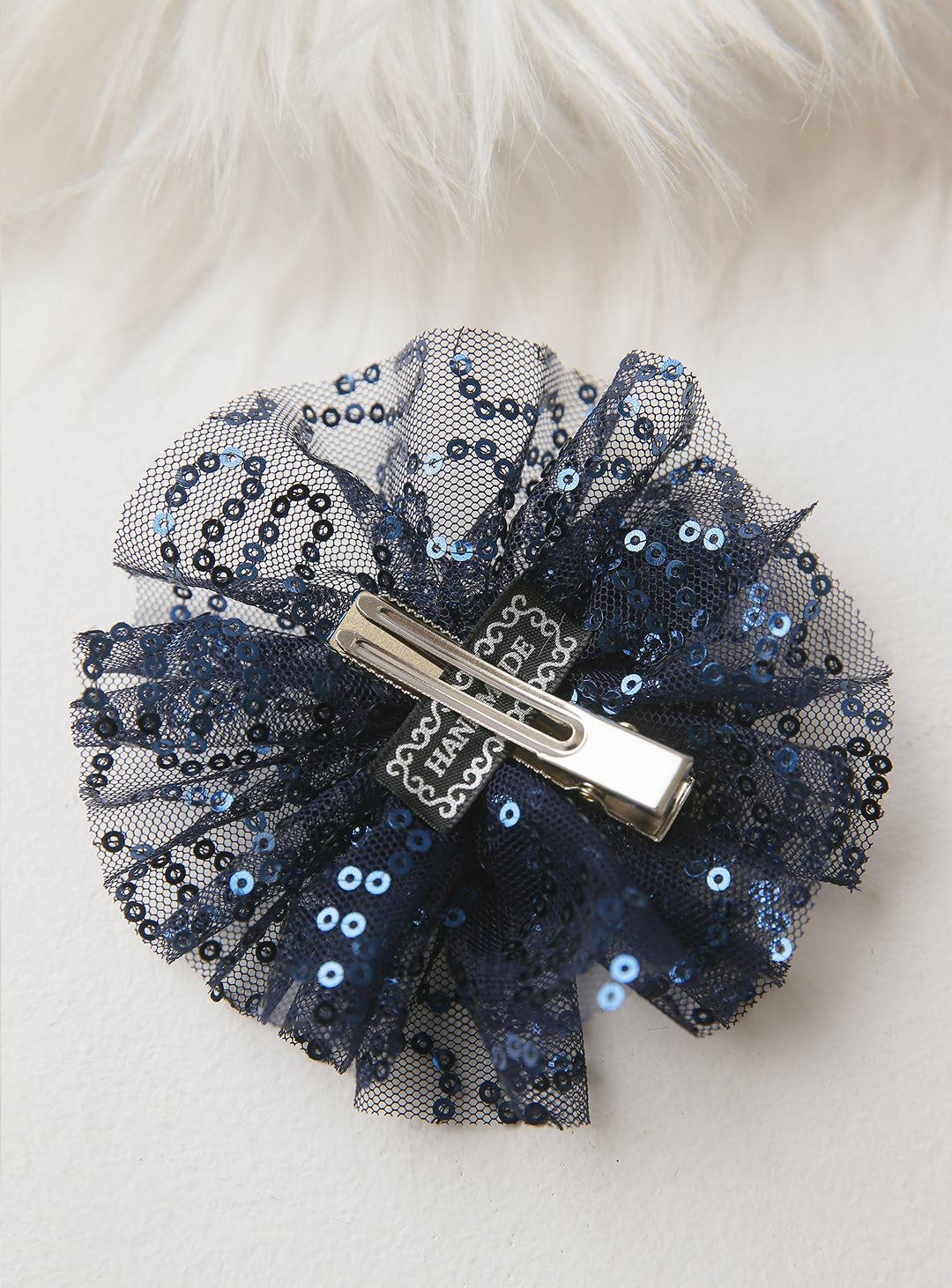 Navy sequin hairpin