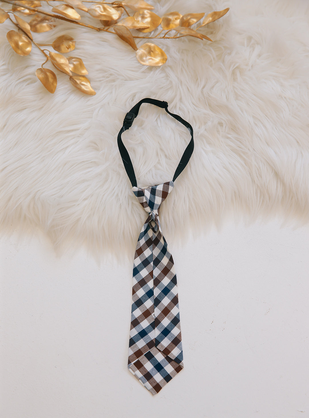 Gingham brown checkered tie