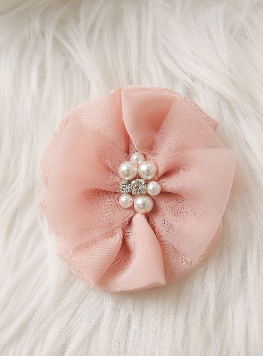 Baby Pink Chiffon Pearl Hair Pin