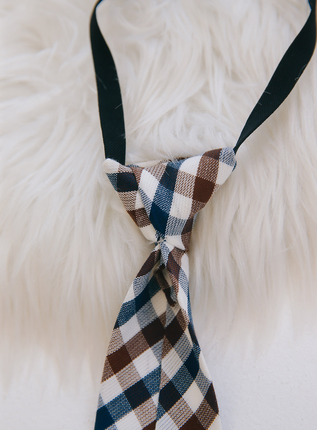 Gingham brown checkered tie