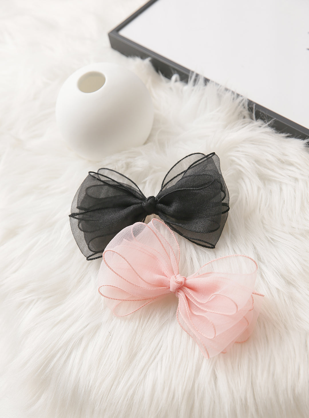 Georgette ribbon hairpin in pink