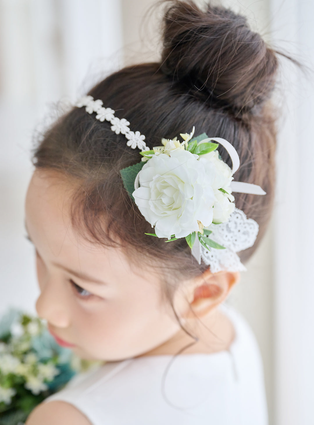 子供ドレス発表会・結婚式・おしゃれなDRESCCOのD-SU-57-1-ホワイトフラワーリーフドレスの画像16