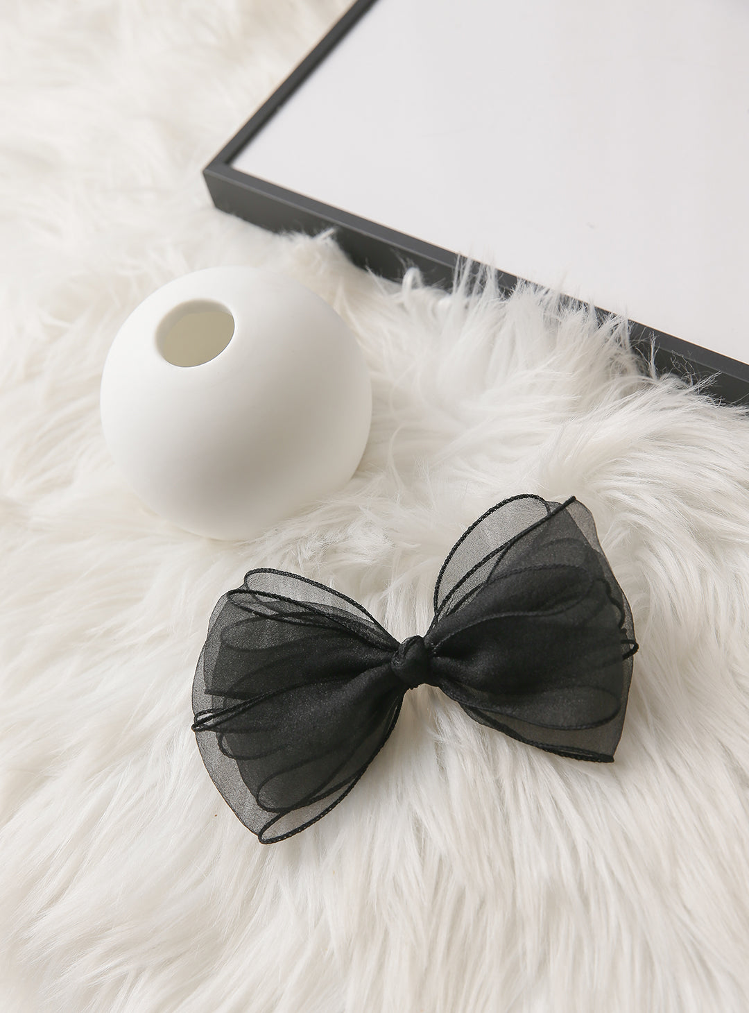 Georgette ribbon hairpin in black