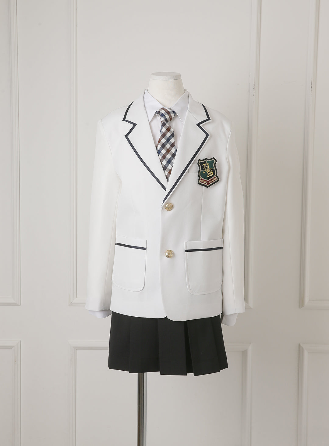 グレースホワイトシングルジャケットブラックスカート2ピースセット(ジャケット、スカート)