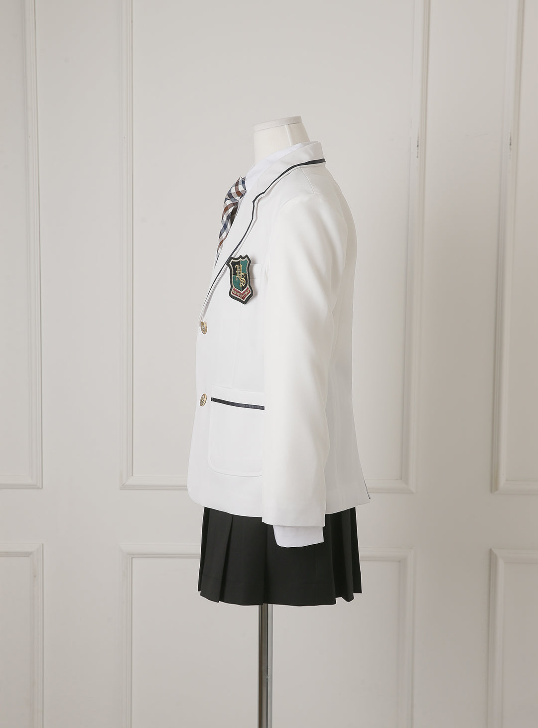 グレースホワイトシングルジャケットブラックスカート2ピースセット(ジャケット、スカート)