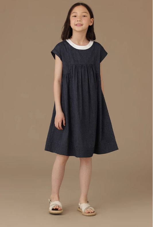 K240531003 - チェック柄ラウンドカラーワンピース