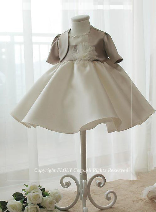子供ドレス発表会・結婚式・おしゃれなDRESCCOのベビードレスココア+ボレロ(2点セット)の画像1